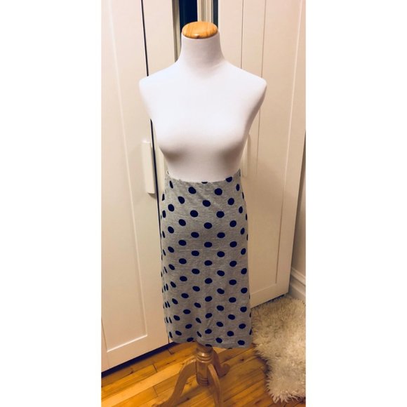 Forever 21 Retro Grey Polka Dot Pencil Midi Skirt Size Large - Picture 2 of 4
